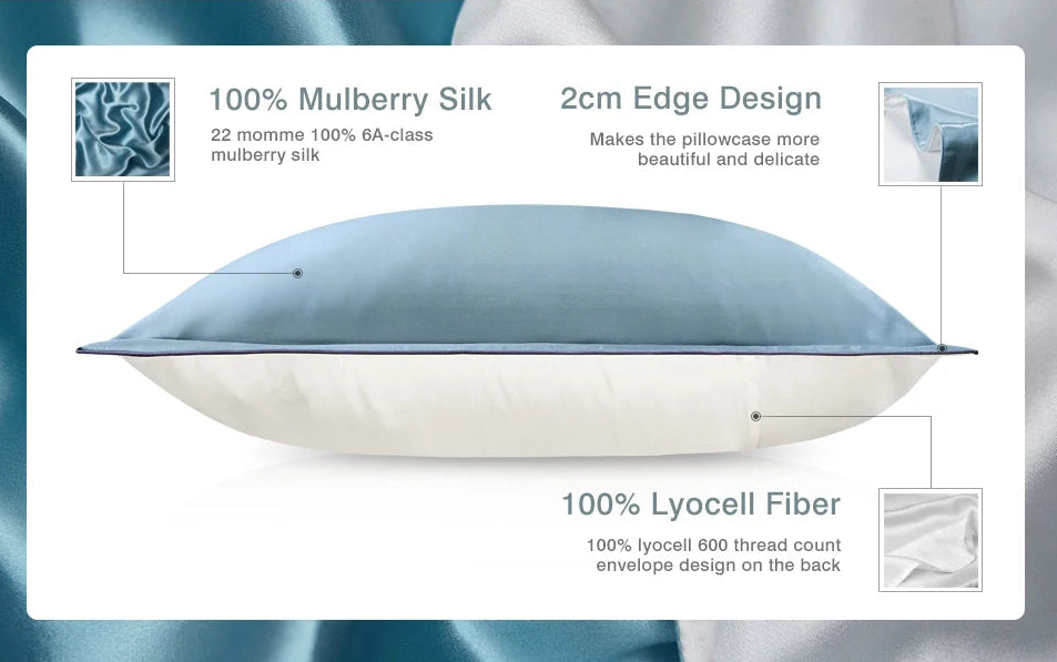 Taie d'Oreiller en Soie de Mûrier - Soin Beauté Cheveux & Peau