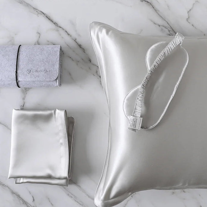 Coffret Sommeil Soie de Mûrier - Taie d'Oreiller & Masque 3D