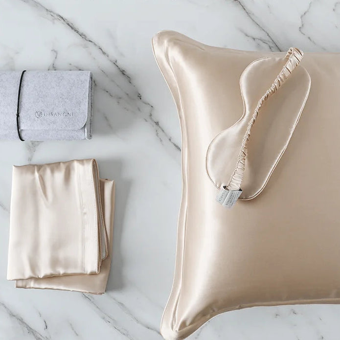 Coffret Sommeil Soie de Mûrier - Taie d'Oreiller & Masque 3D