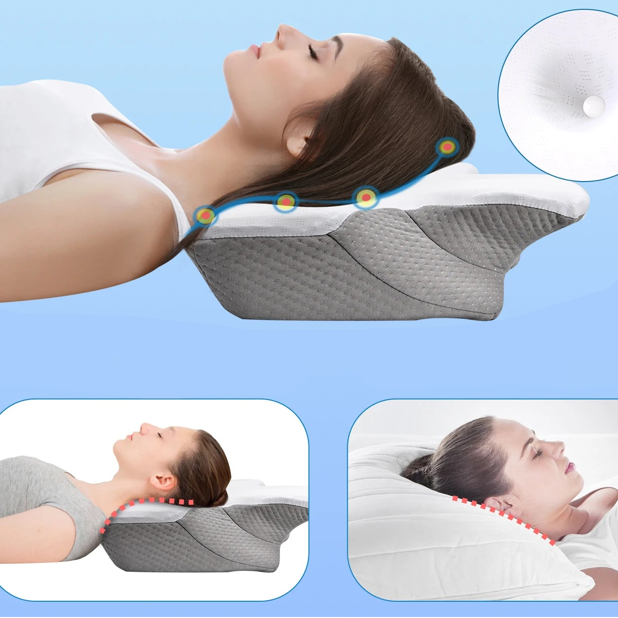 Oreiller Orthopédique Cervical - Soulagement Douleurs Cou & Épaules